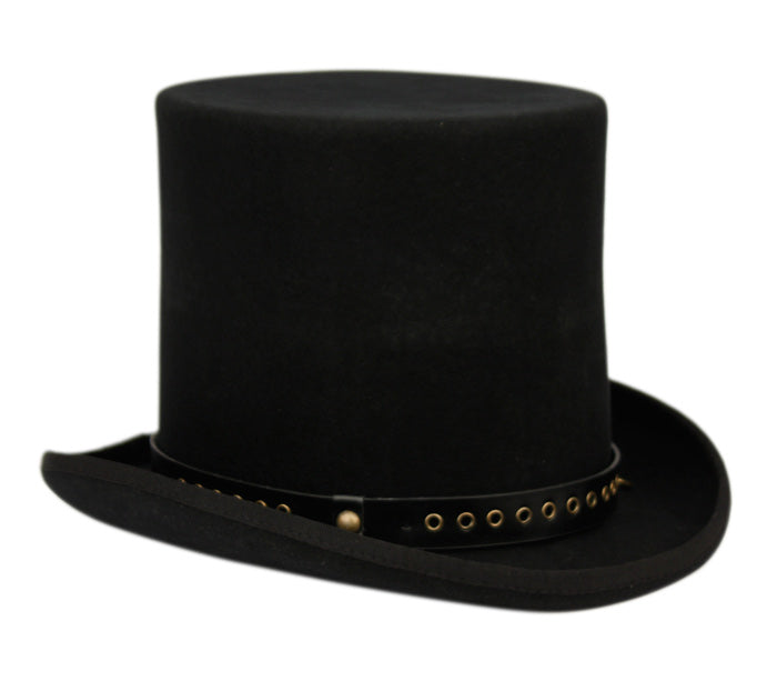 High Crown Top Hat | Perforated Leather Band and Metal Trims | Epoch Men's