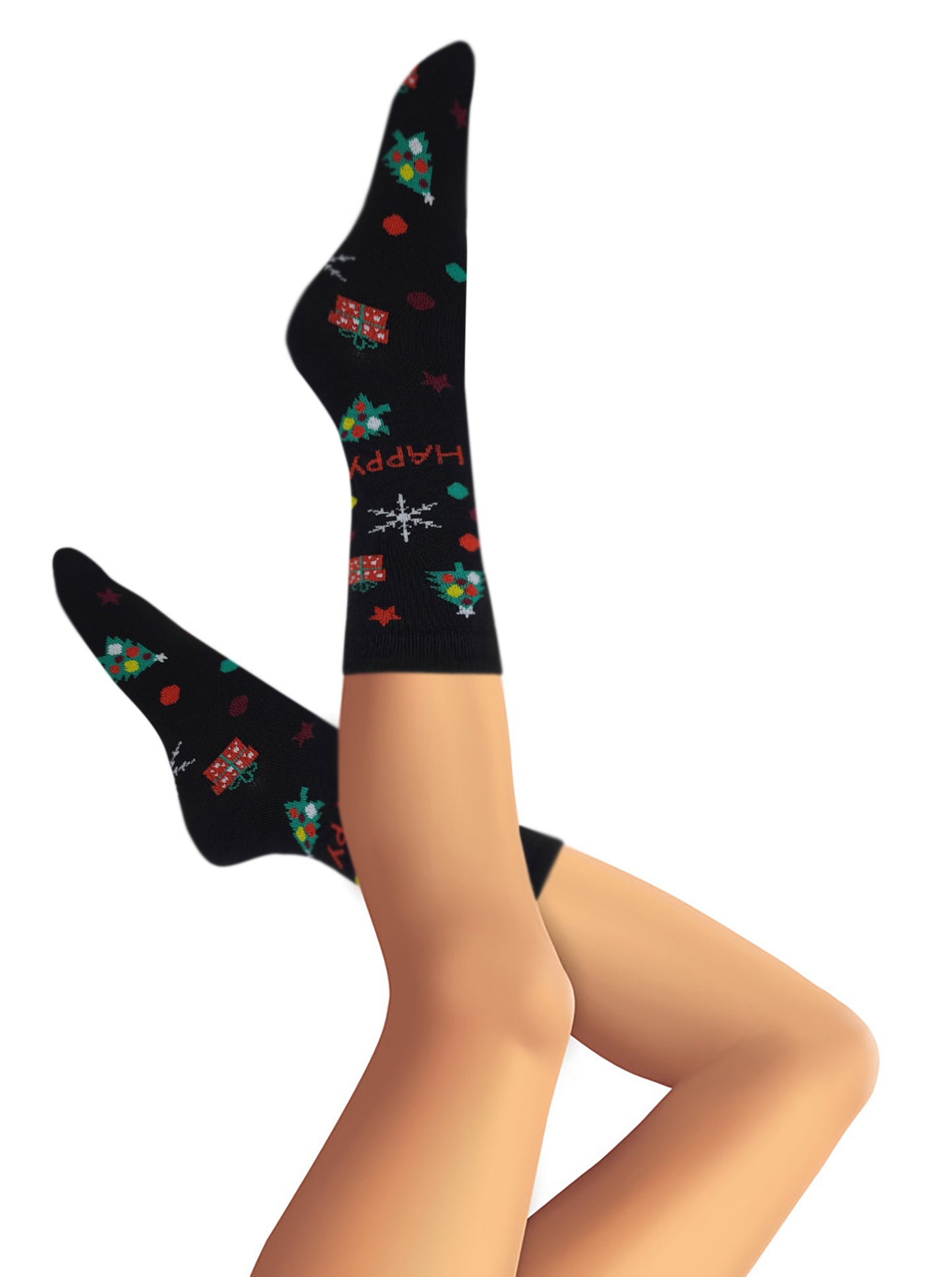 Crew Socks | Christmas Holiday Festive Design | Women (6 Pairs)