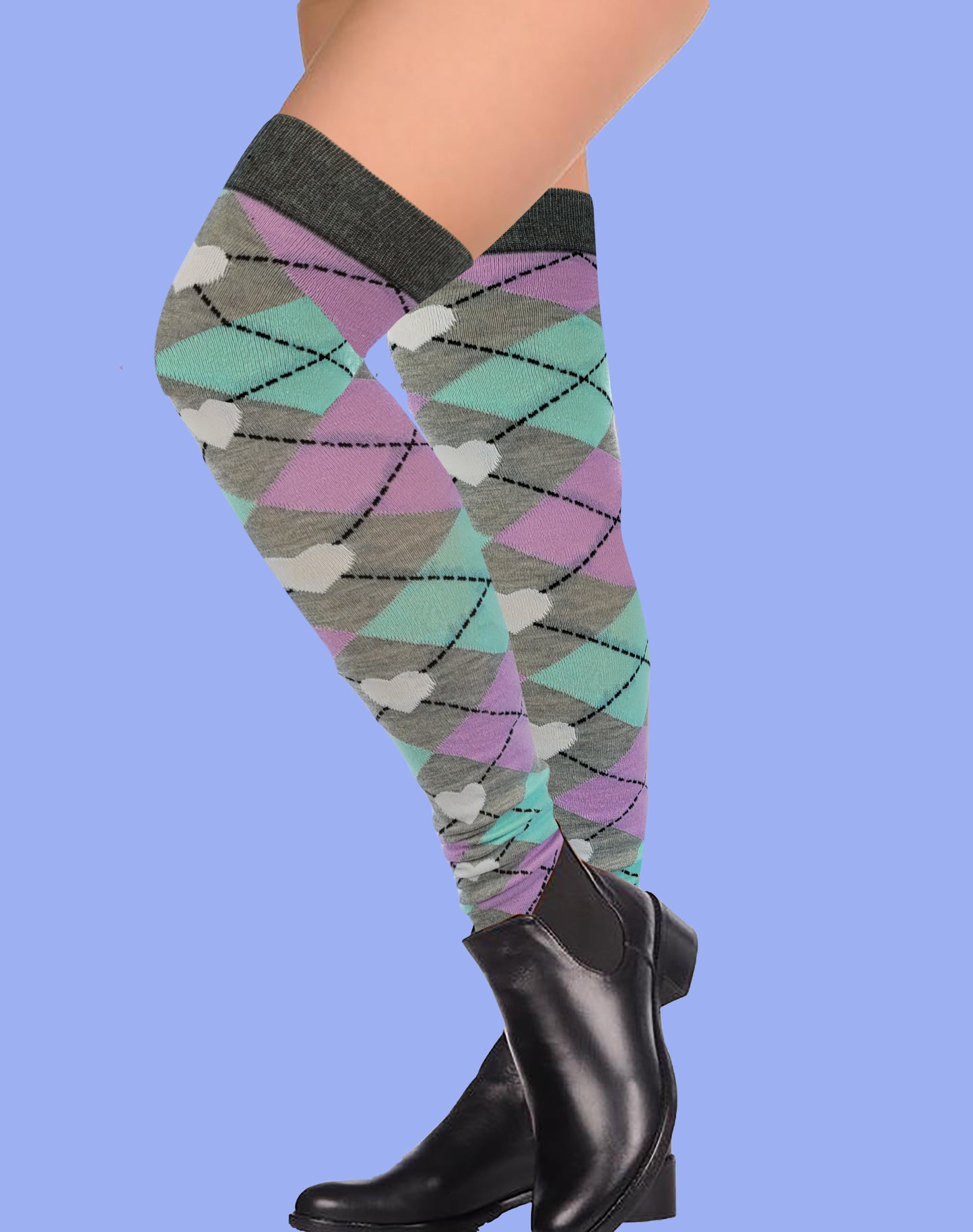 Thigh High Over the Knee Socks | Multi Argyle Design | Women (6 Pairs)