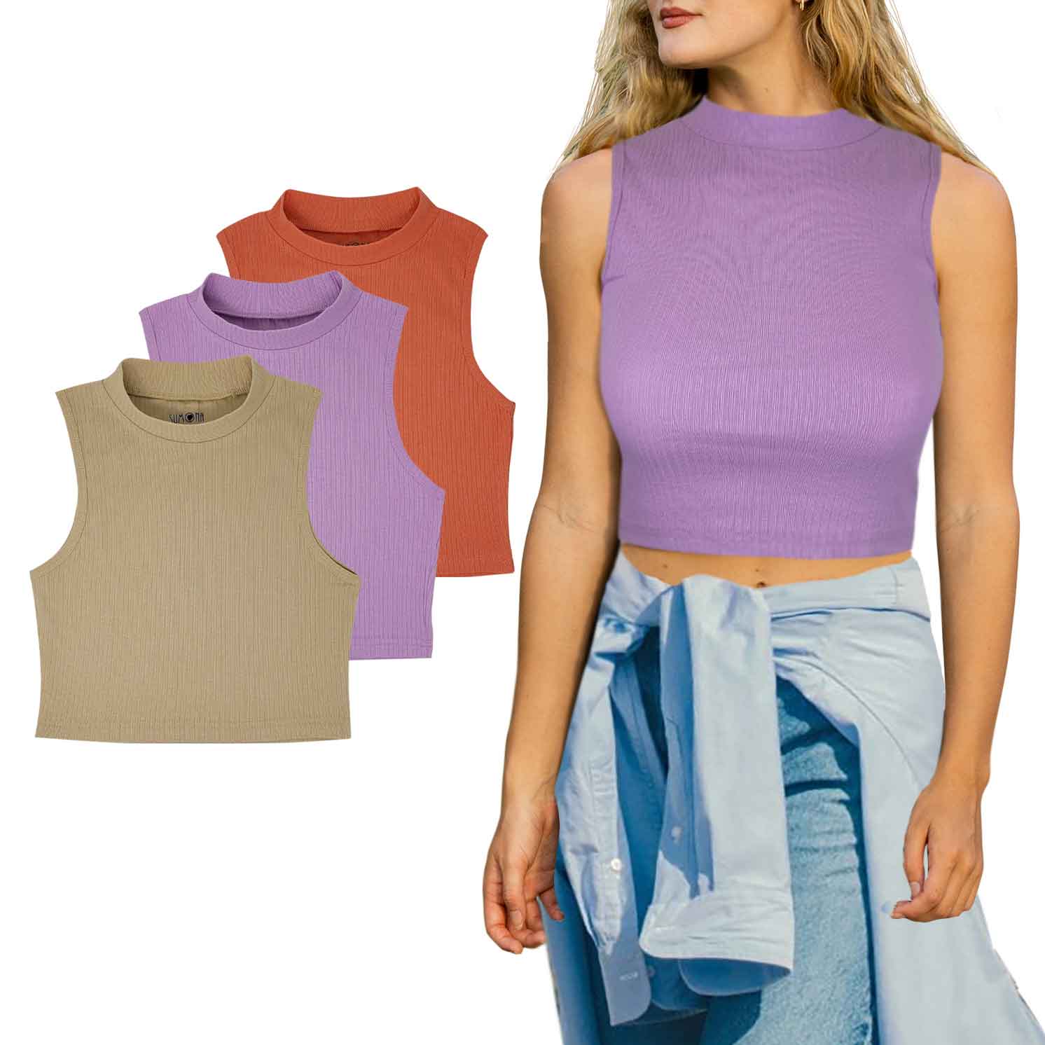 Women's Mock Neck Crop Top