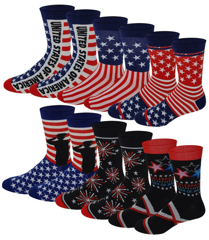 Twelve-pair set of men’s American flag themed dress socks
