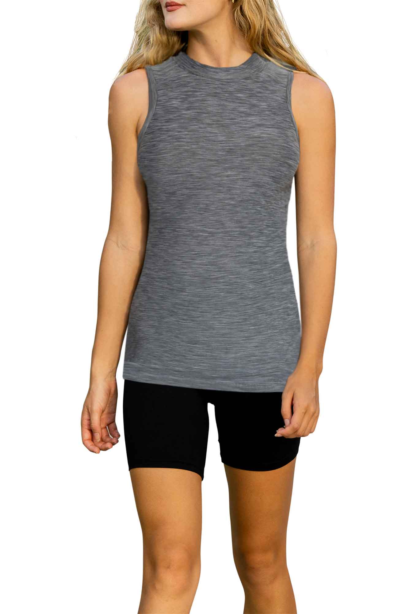 Mock Neck Tank Top | Everyday Casual Sport Yoga Women