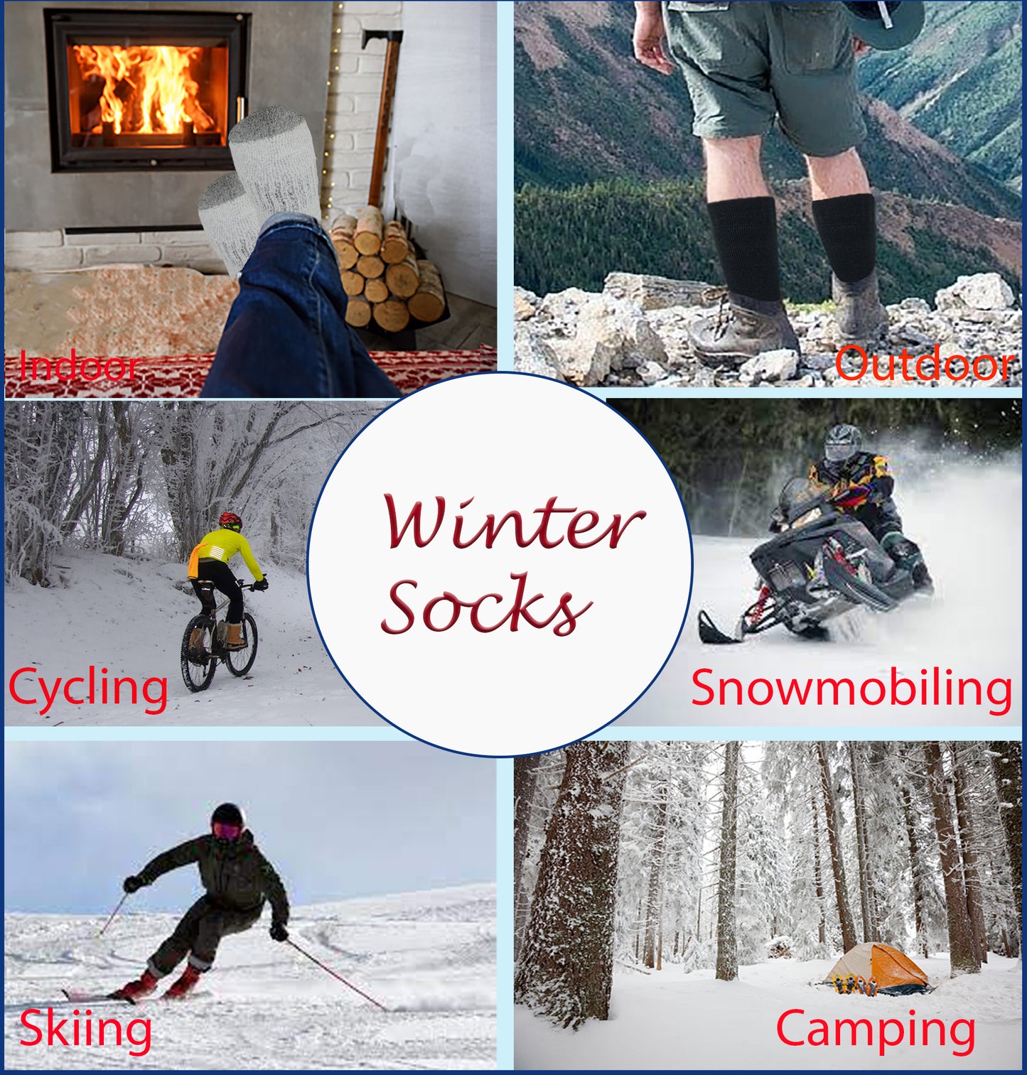 Wool Blend Thermal Socks | Heavy Weight Extreme Weather Assorted | Men's (6 Pairs)