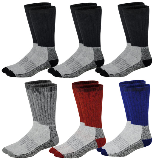 Wool Blend Thermal Socks | Heavy Weight Extreme Weather Assorted | Men's (6 Pairs)