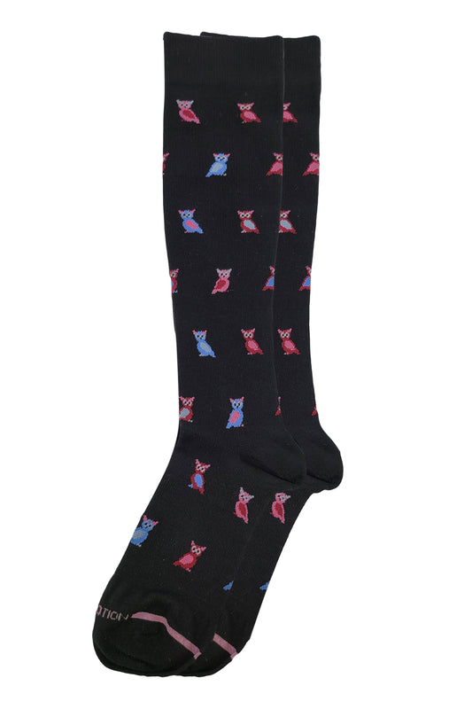 Knee High Compression Socks | Owl Design | Women's (1 Pair)