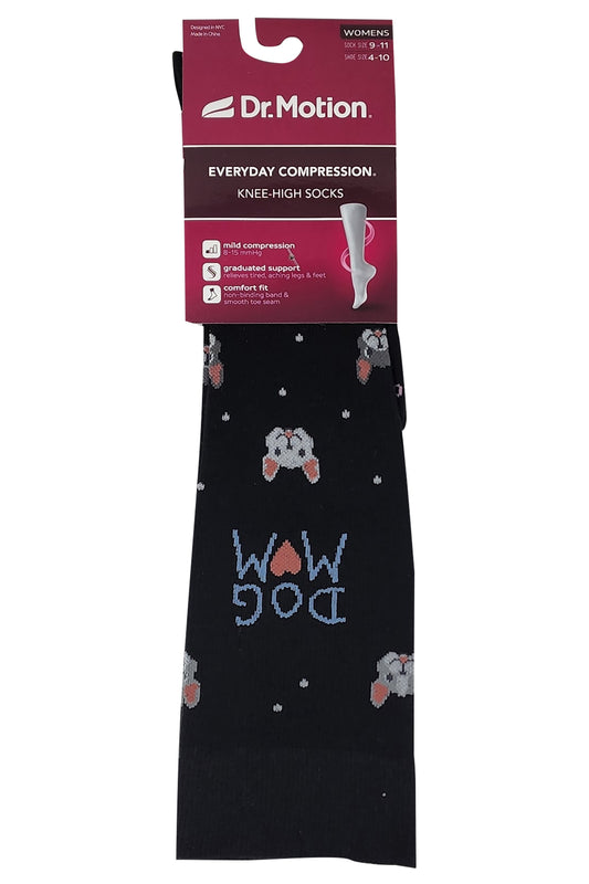 Knee High Compression Socks | Dog Mom Design | Women's (1 Pair)