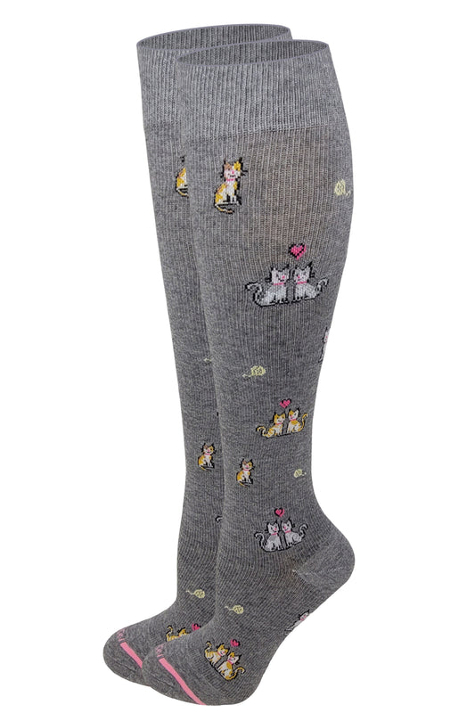 Knee High Compression Socks | Love Cats Design | Women's (1 Pair)