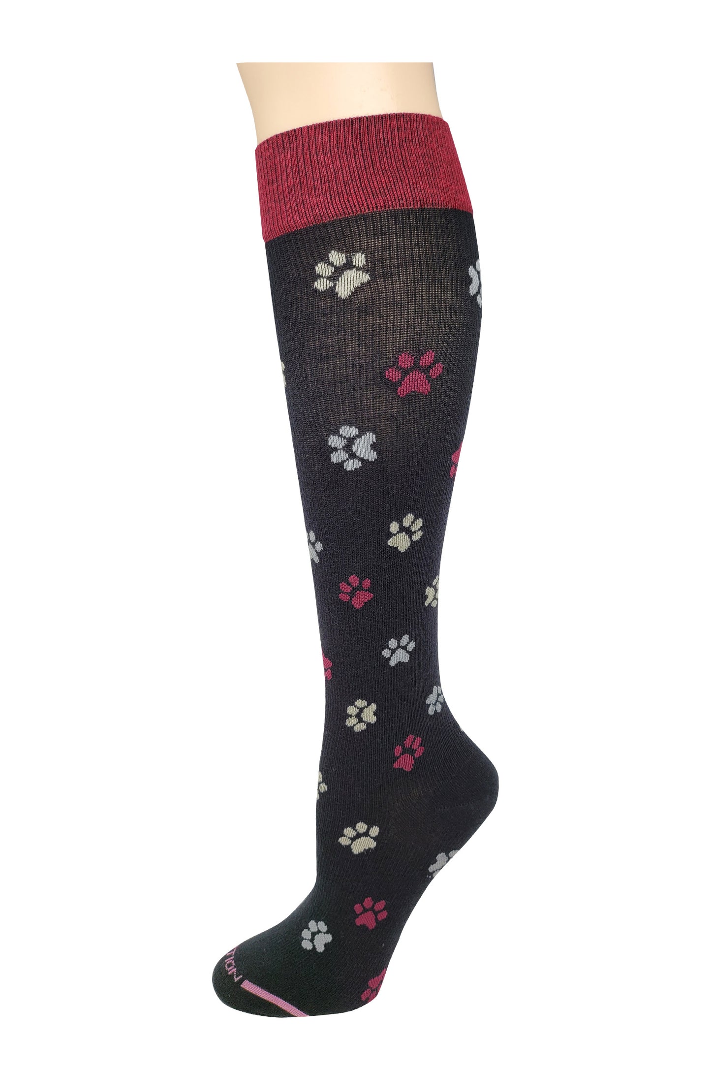 Knee High Compression Socks | Paw Prints Design | Women's (1 Pair)