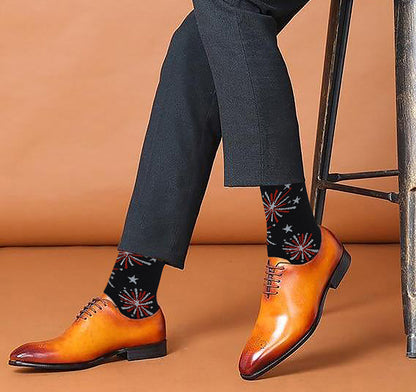 Men wearing 4th of July socks at Independence Day celebrations