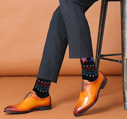 Patriotic socks worn at Memorial Day or parade events